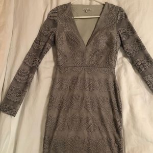 Light grey Lace dress with sheer sleeves
